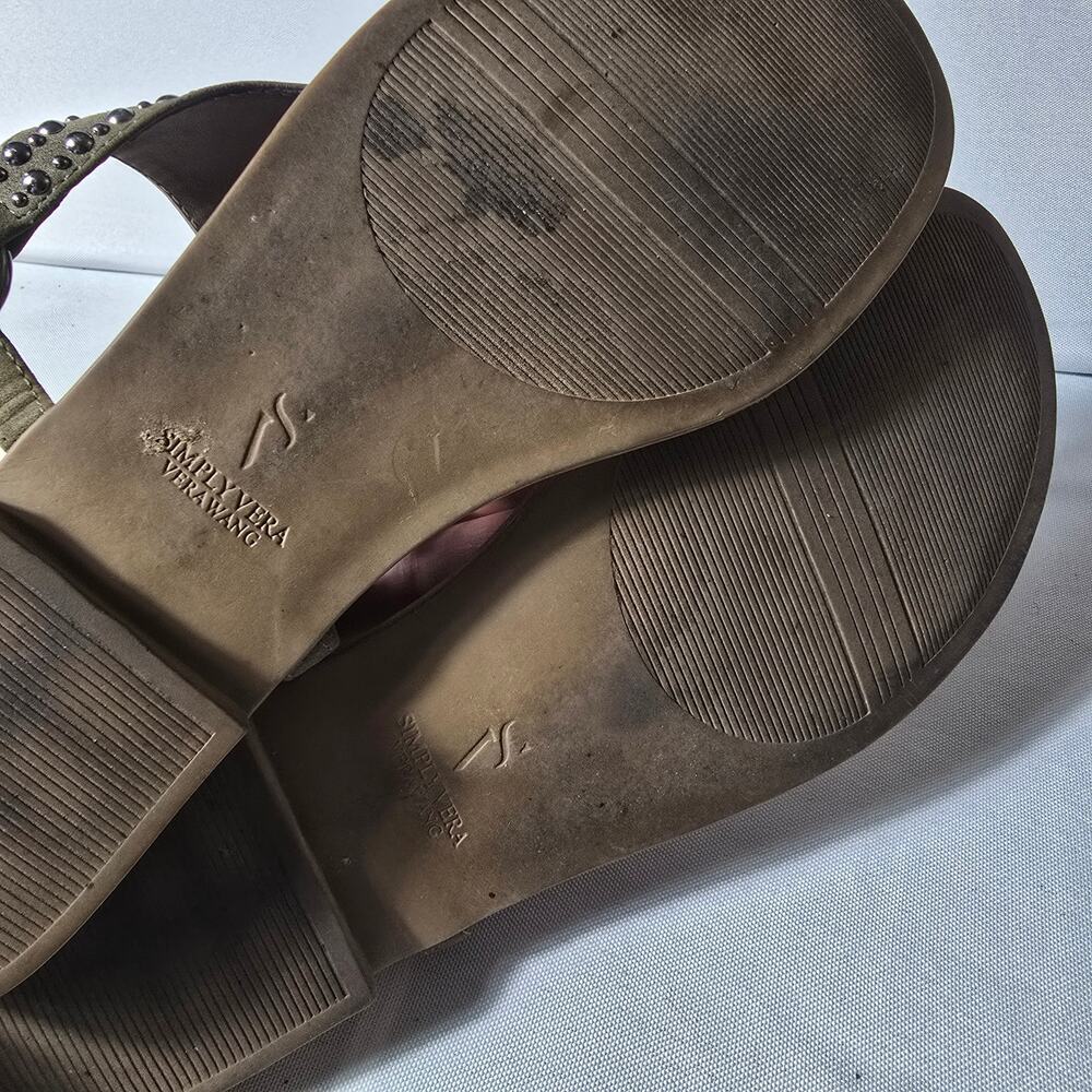 Simply Vera Wang Studded Brown Thong Sandal Womens Size 9 - Picture 6 of 7